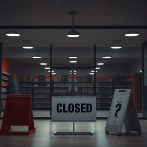 Closed Victoria's Secret store with sign