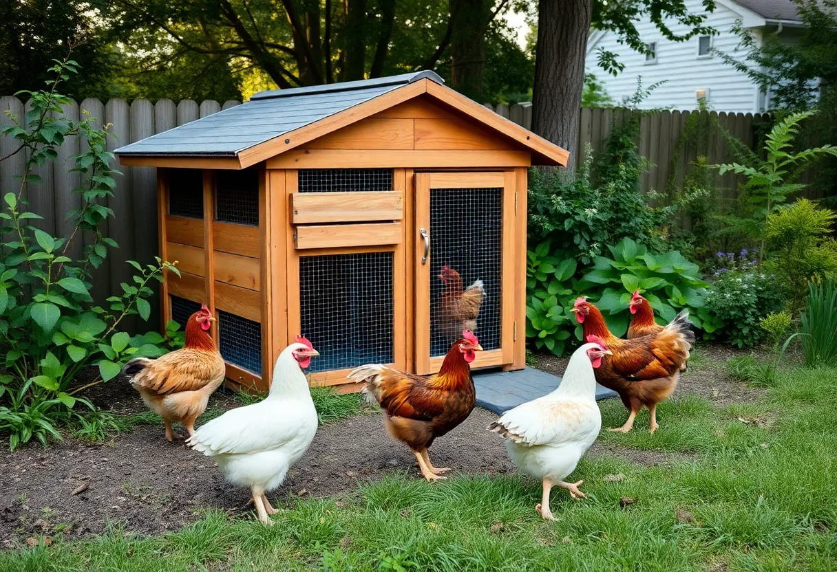 Hens in a backyard coop in Greenwood County
