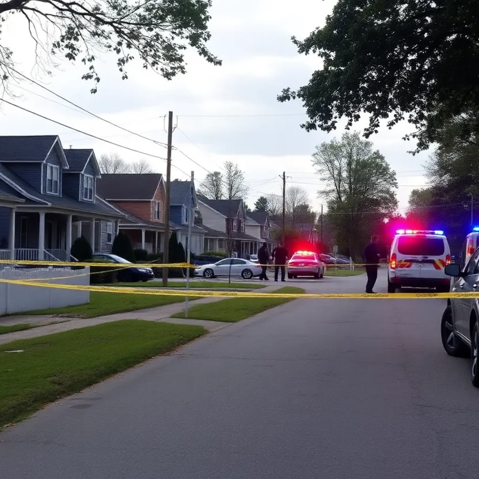 Police at the scene of a shooting in a peaceful neighborhood in Columbia