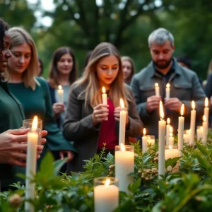 Community members gathering in remembrance of lost residents
