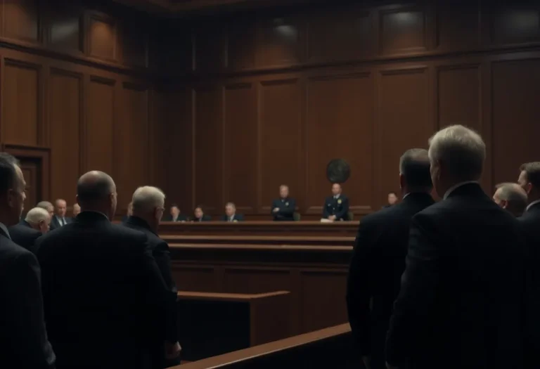 A courtroom scene reflecting on capital punishment
