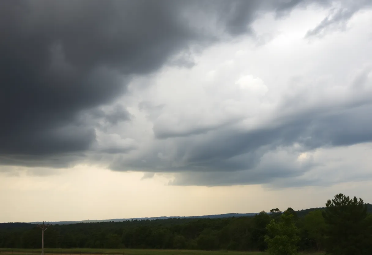 Upstate South Carolina landscape with storm clouds