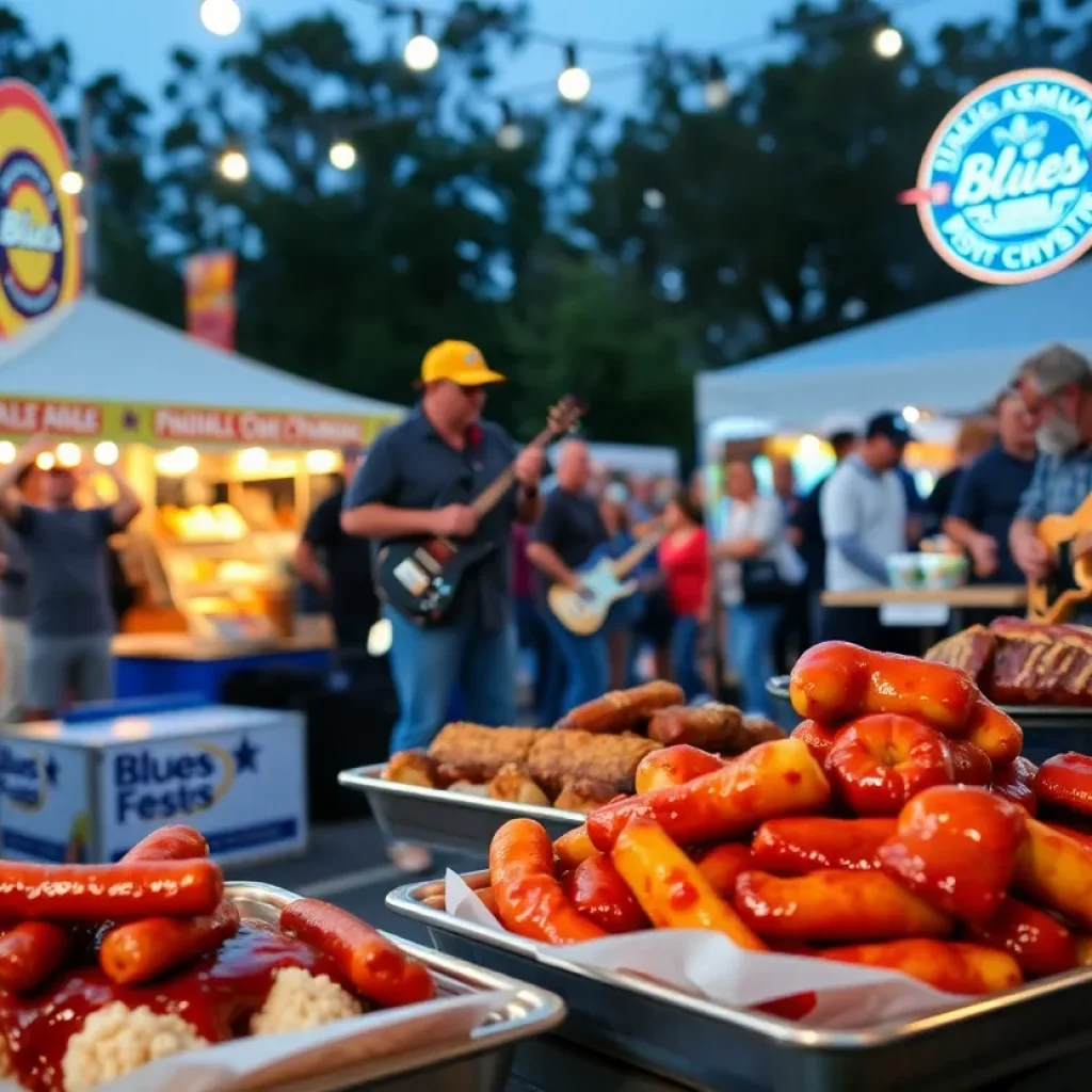 Festival goers enjoying food and music at the South Carolina Festival of Discovery.
