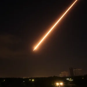 A bright fireball illuminating the daytime sky over Atlanta.