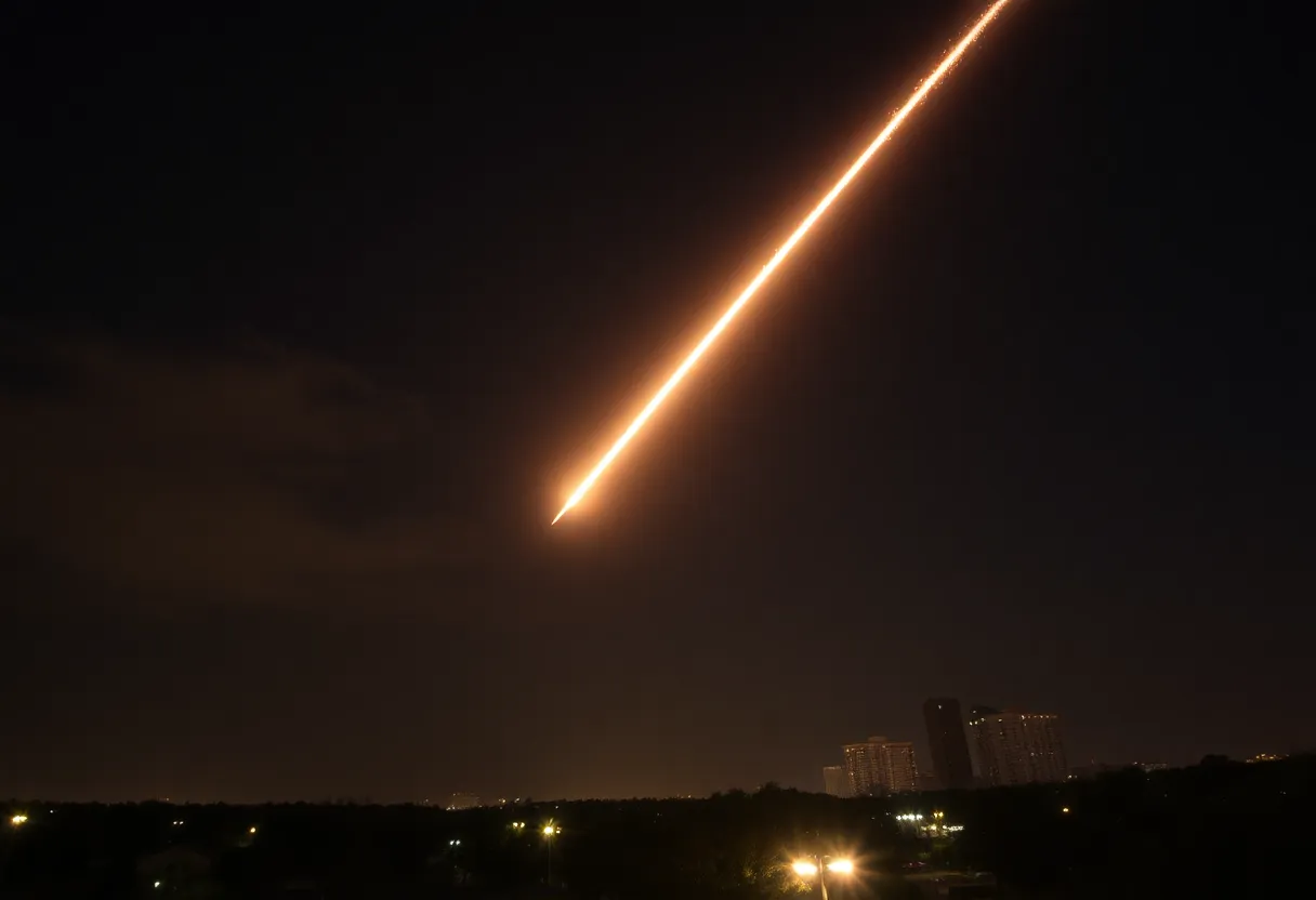 A bright fireball illuminating the daytime sky over Atlanta.