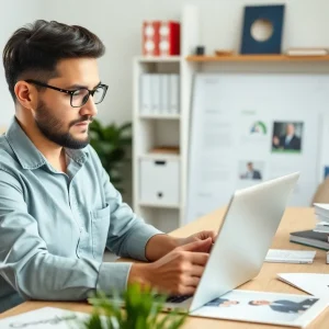 A marketing expert reviewing Google My Business performance metrics.
