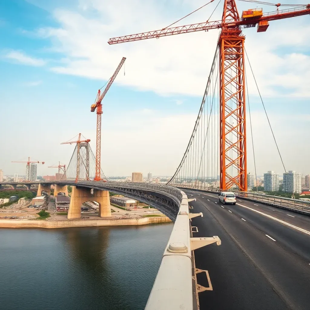 Construction of a bridge in Greenville