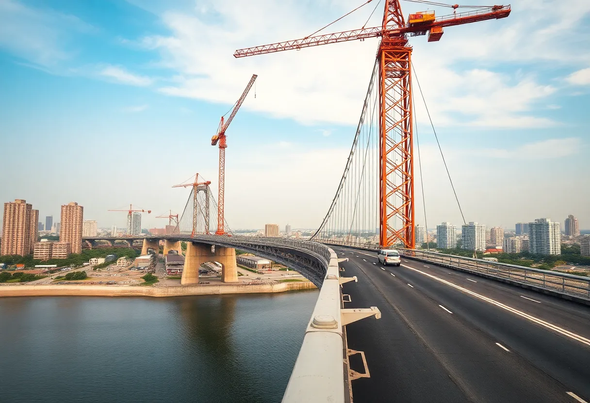 Construction of a bridge in Greenville
