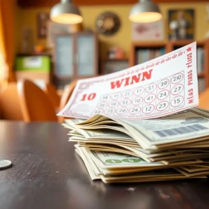 Winning lottery tickets with cash on a table