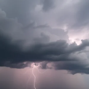 Dark thunderstorm clouds over Greenwood County