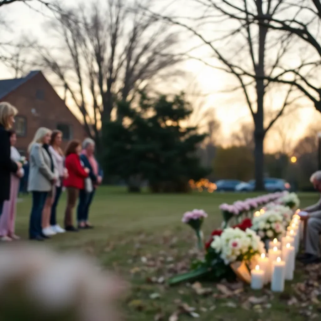 A serene outdoor setting symbolizing community remembrance.