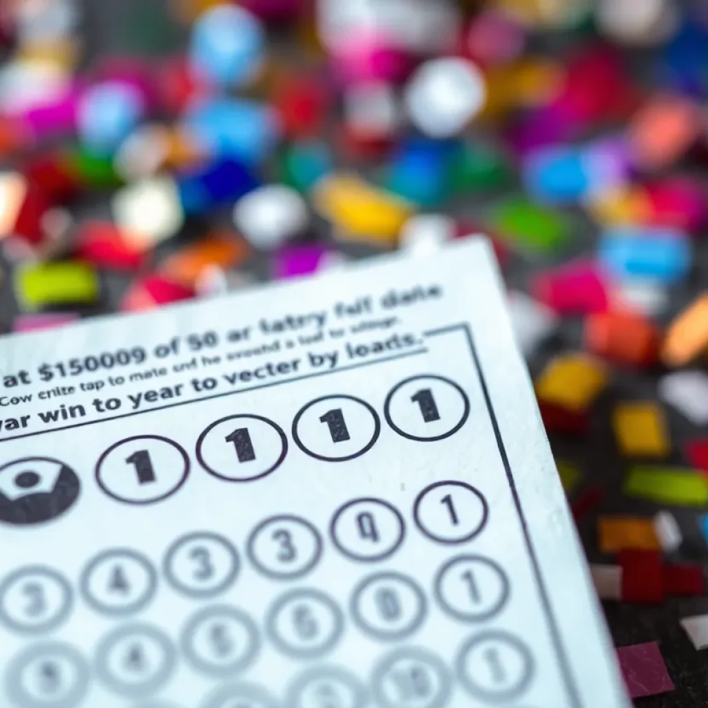 Scratch-off lottery ticket with confetti
