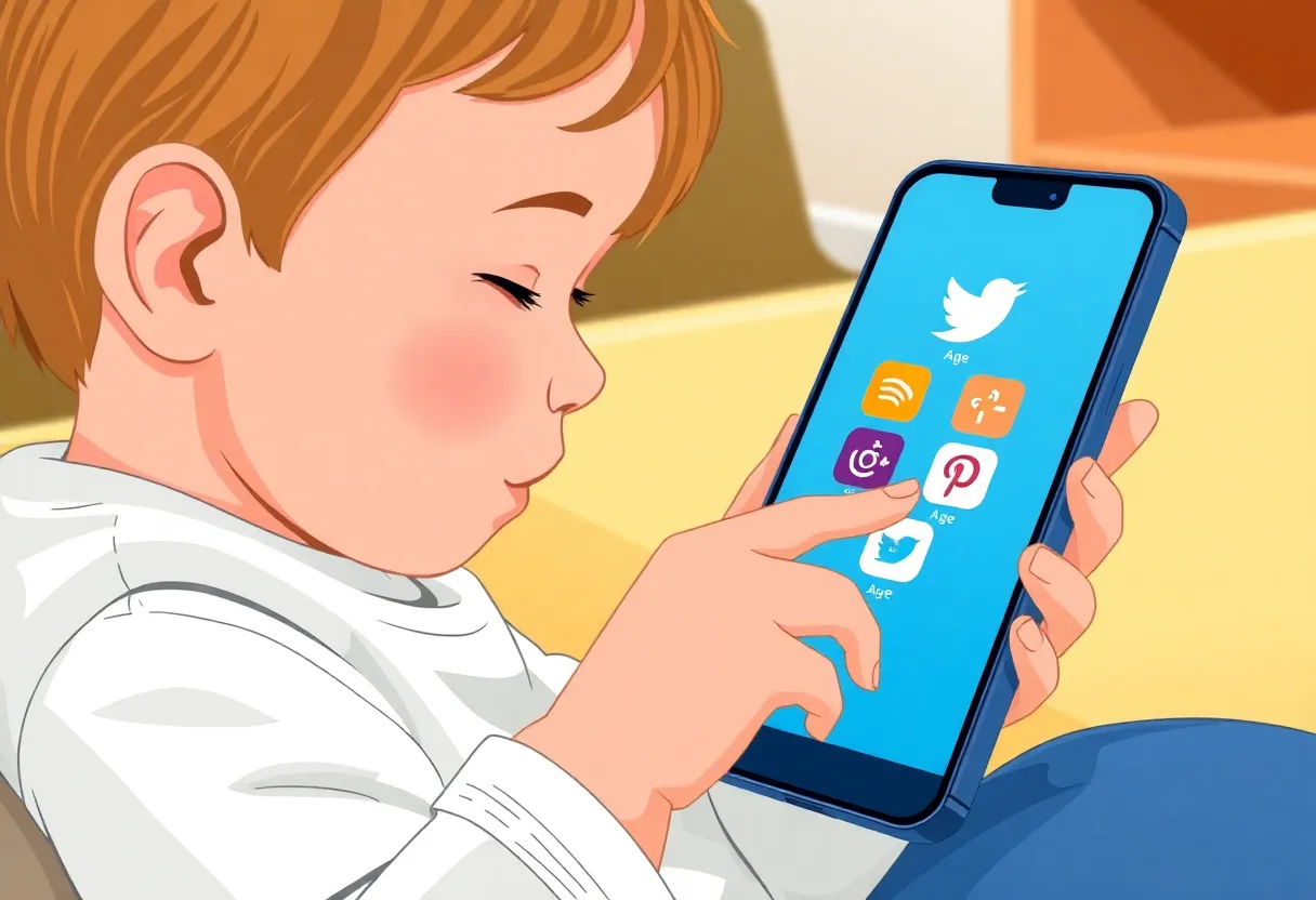 Child engaging with social media on smartphone safely
