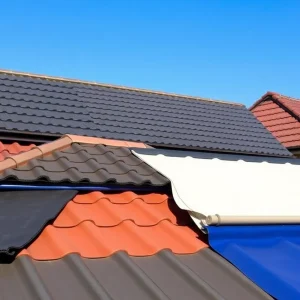 Different types of roof membranes displayed on a residential roof.