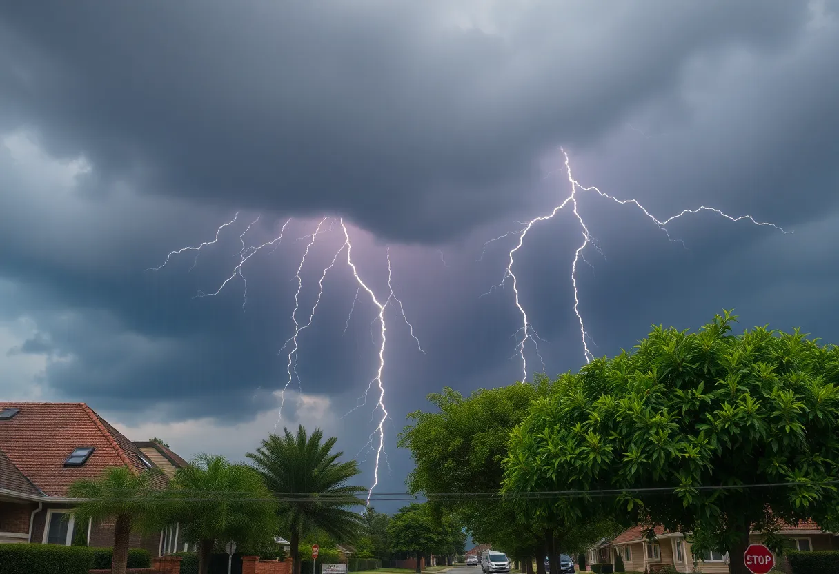 Dark storm clouds with lightning over York County