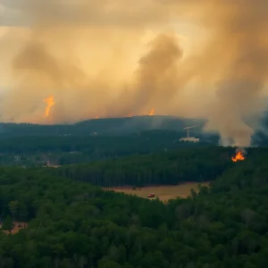 Wildfires burning in South Carolina forest