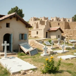 Interior view of the historic Church of St. George in Taybeh affected by recent violence.
