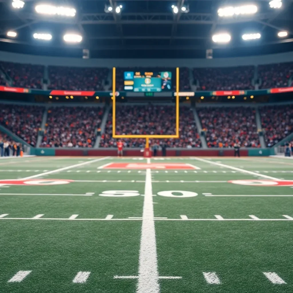 College football field with goalposts