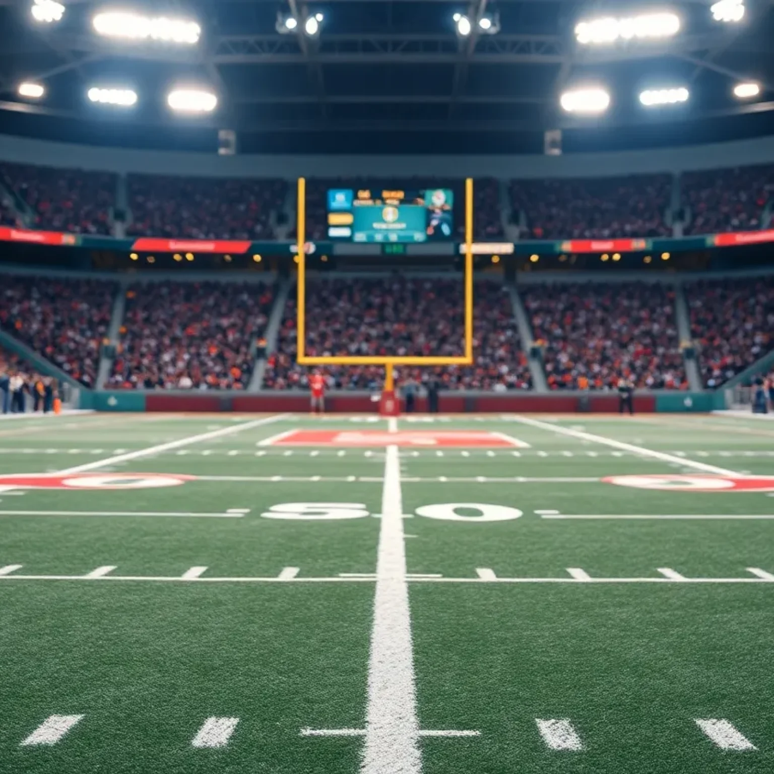 College football field with goalposts