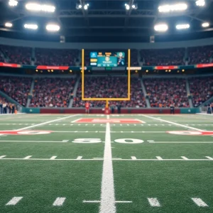 College football field with goalposts