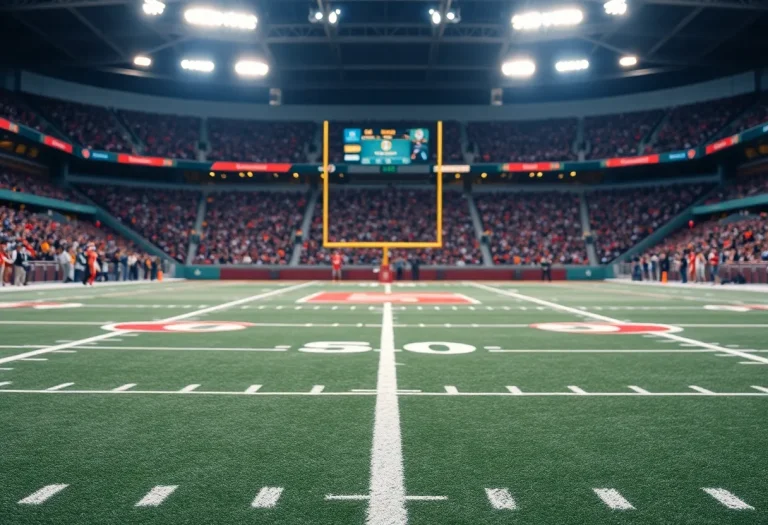 College football field with goalposts