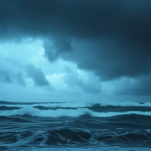 Turbulent coastal weather due to tropical disturbance