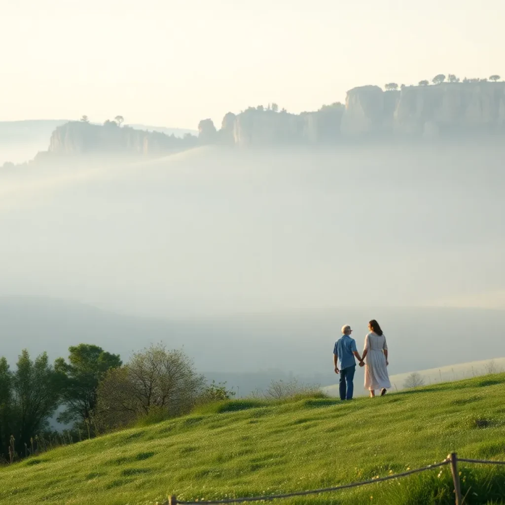 A peaceful landscape symbolizing love and community.