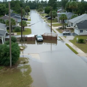 Flooded neighborhood in South Carolina after Tropical Storm Helene