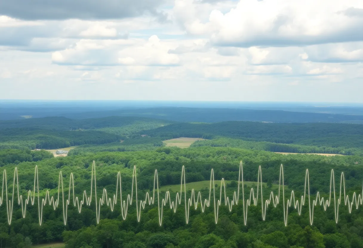 Visual representation of Greenwood County during an earthquake swarm.