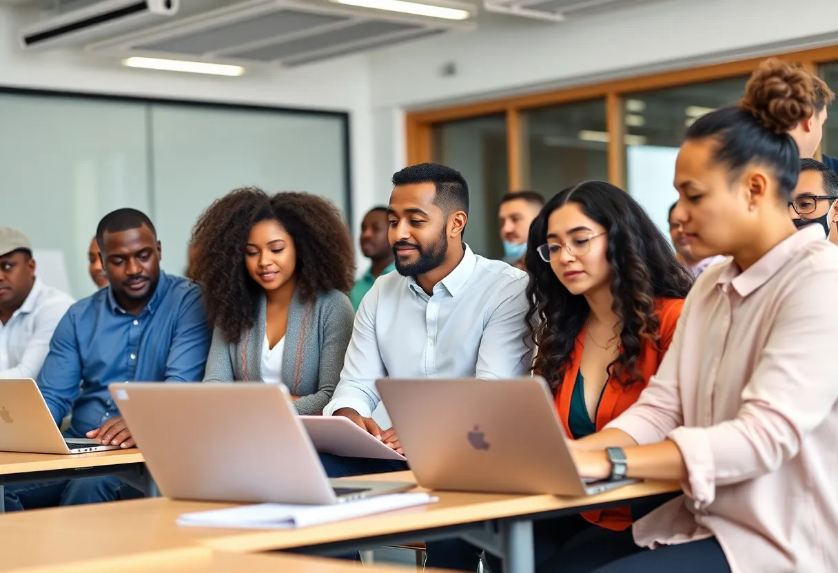 Entrepreneurs participating in a business training workshop