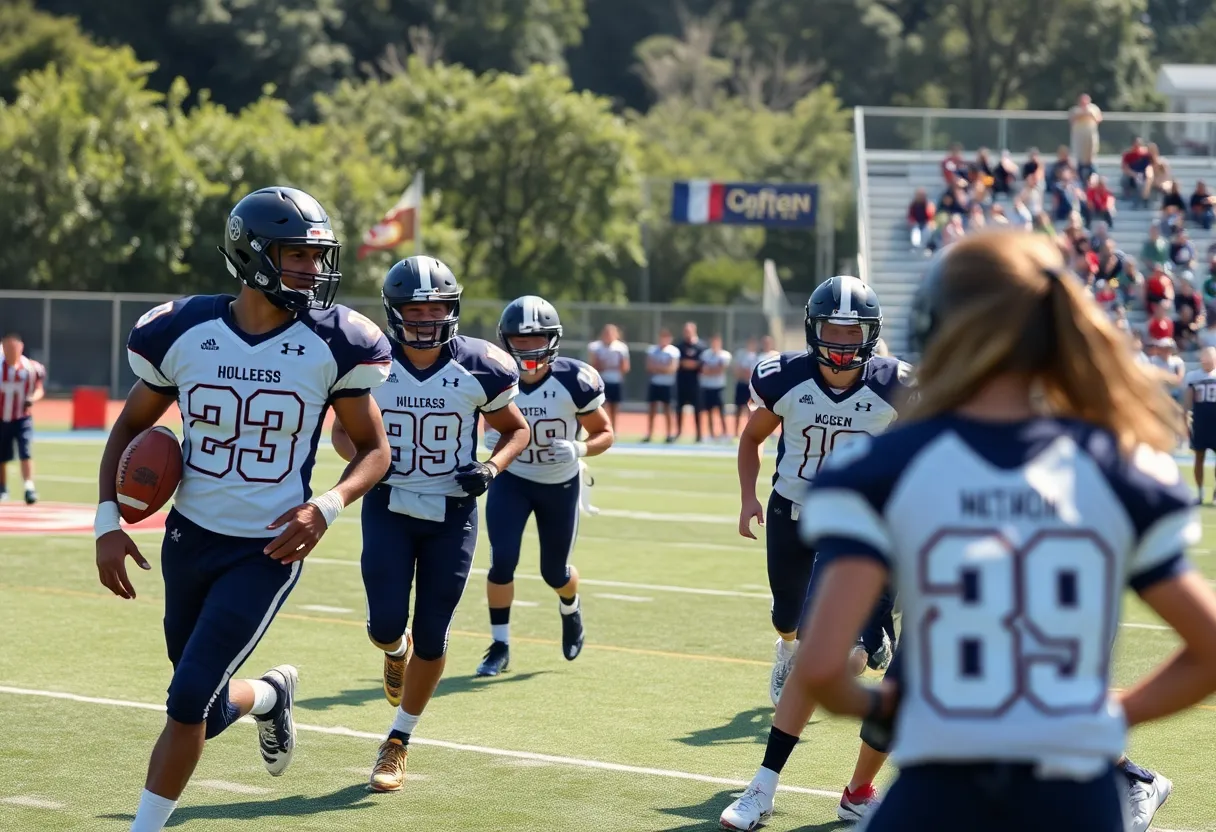 Greenwood Eagles football players on the field