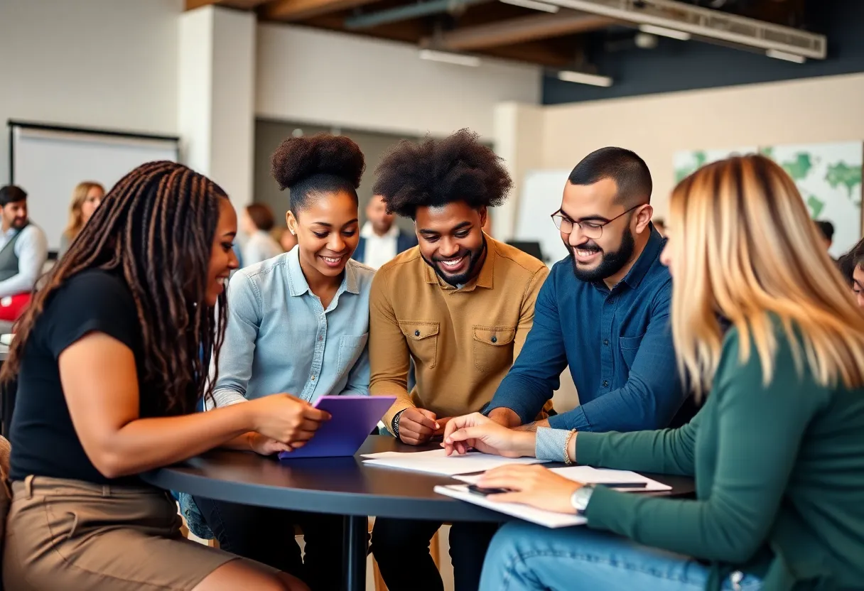 Aspiring entrepreneurs collaborating at the Propel Business Lab workshop in Greenwood.