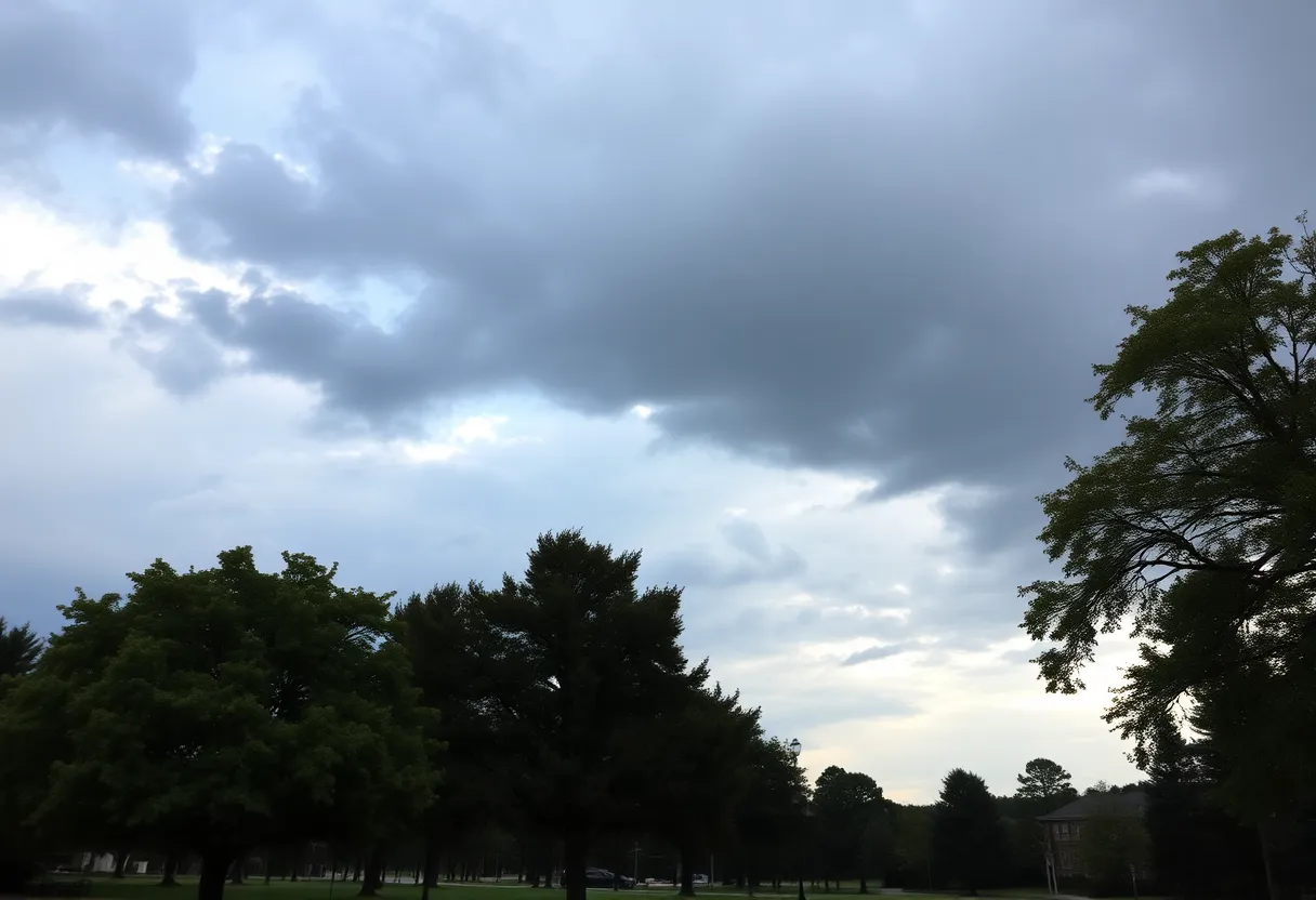 Cloudy sky over Greenwood SC, hinting at thunderstorms