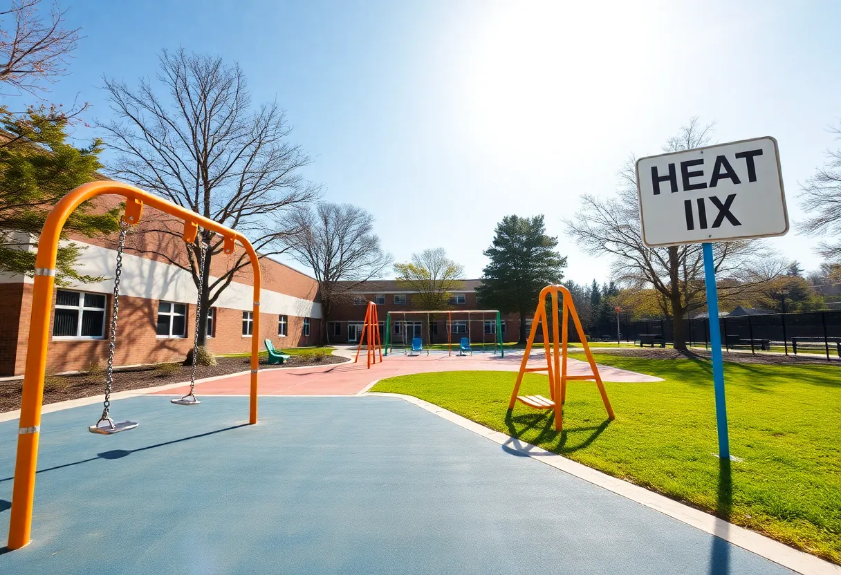 Empty playground during heat advisory in Greenwood