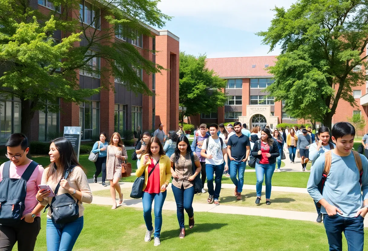 A lively scene on Lander University campus.