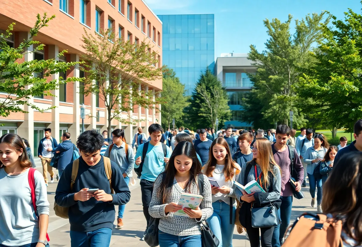 Students on Lander University campus engaged in various activities