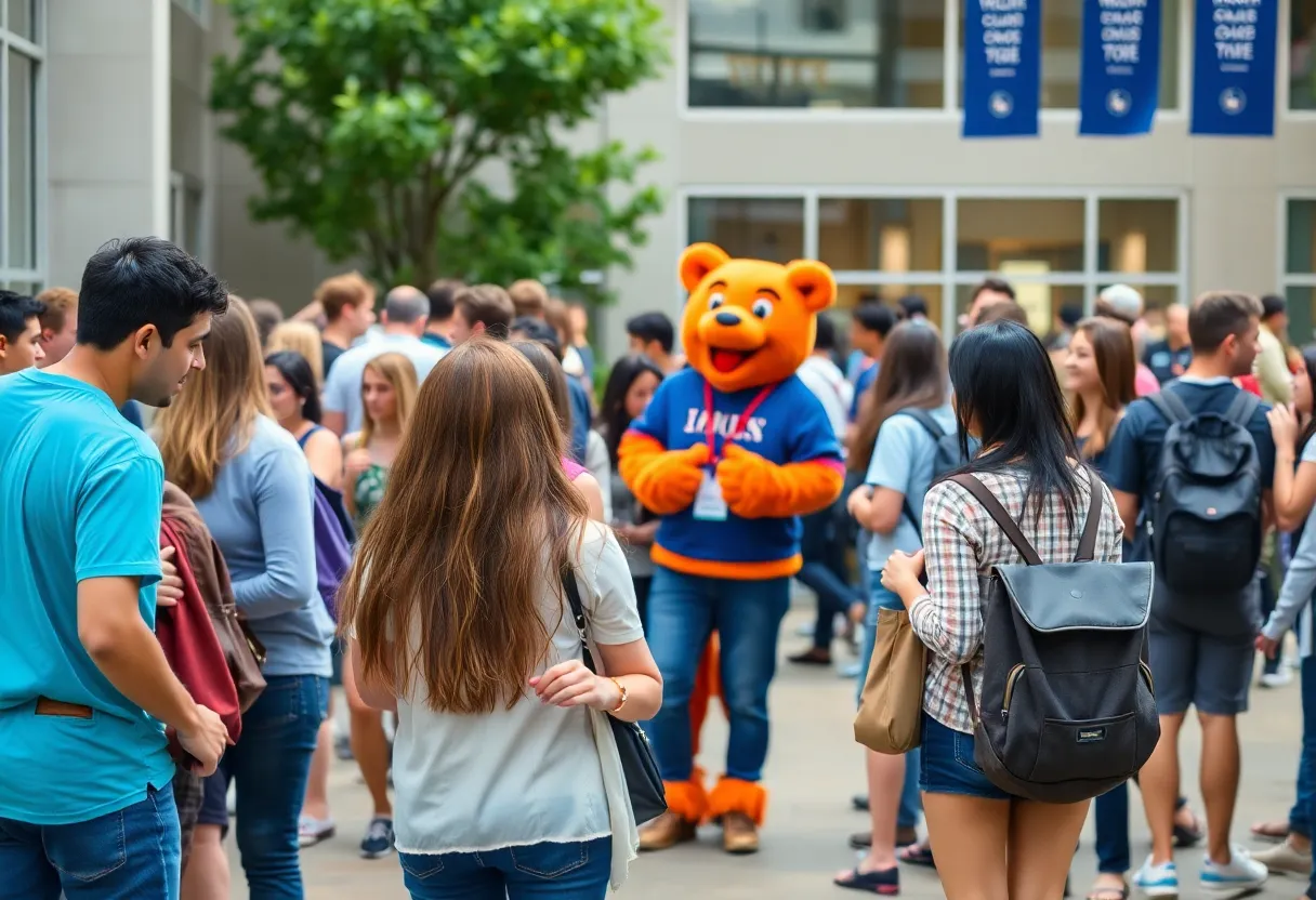Students participating in Lander University's orientation event