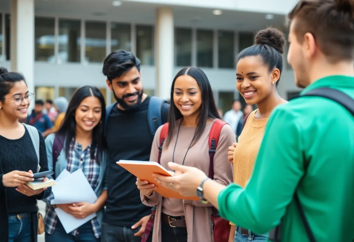Diverse Lander University students collaborating in an educational setting