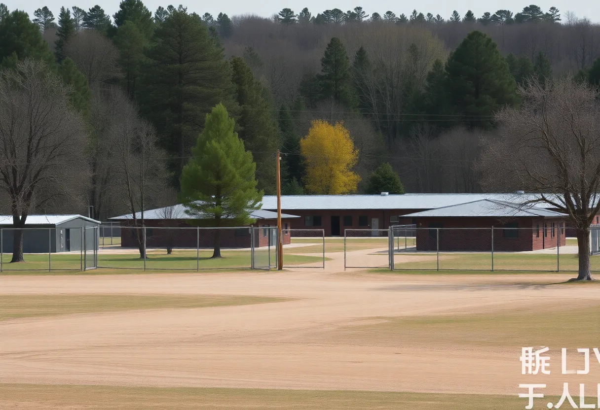 Exterior view of a minimum-security federal prison camp