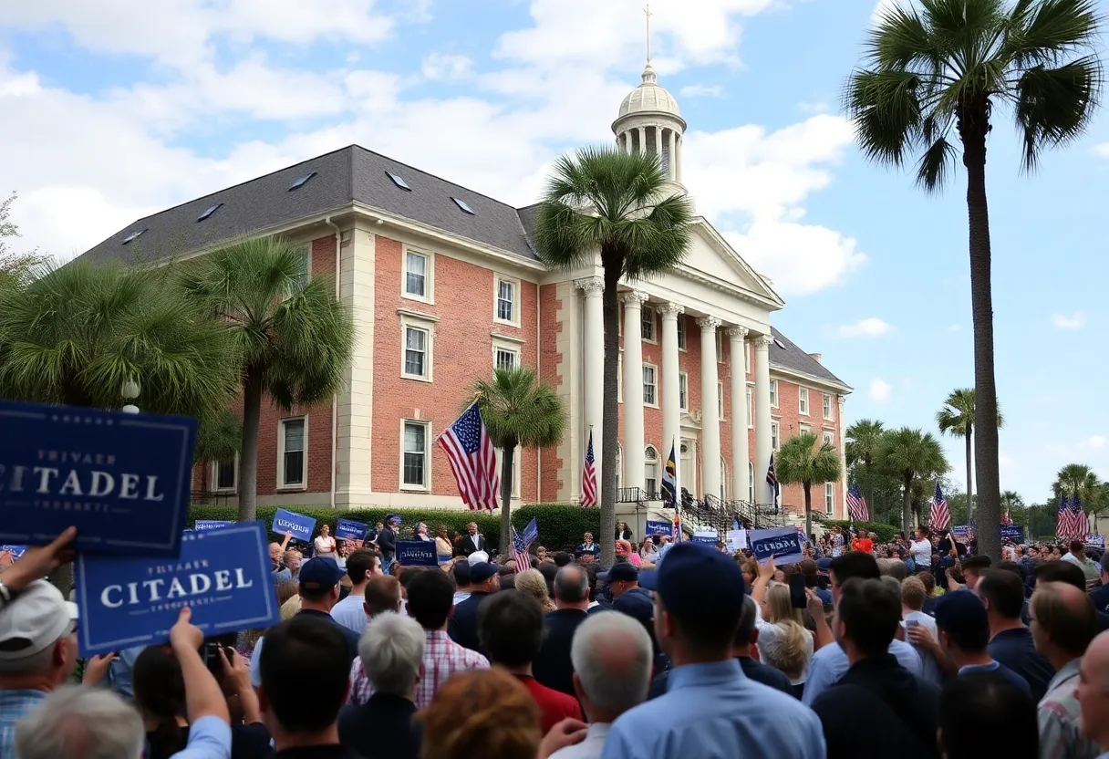 Crowd at the Citadel during Nancy Mace's campaign announcement for governor