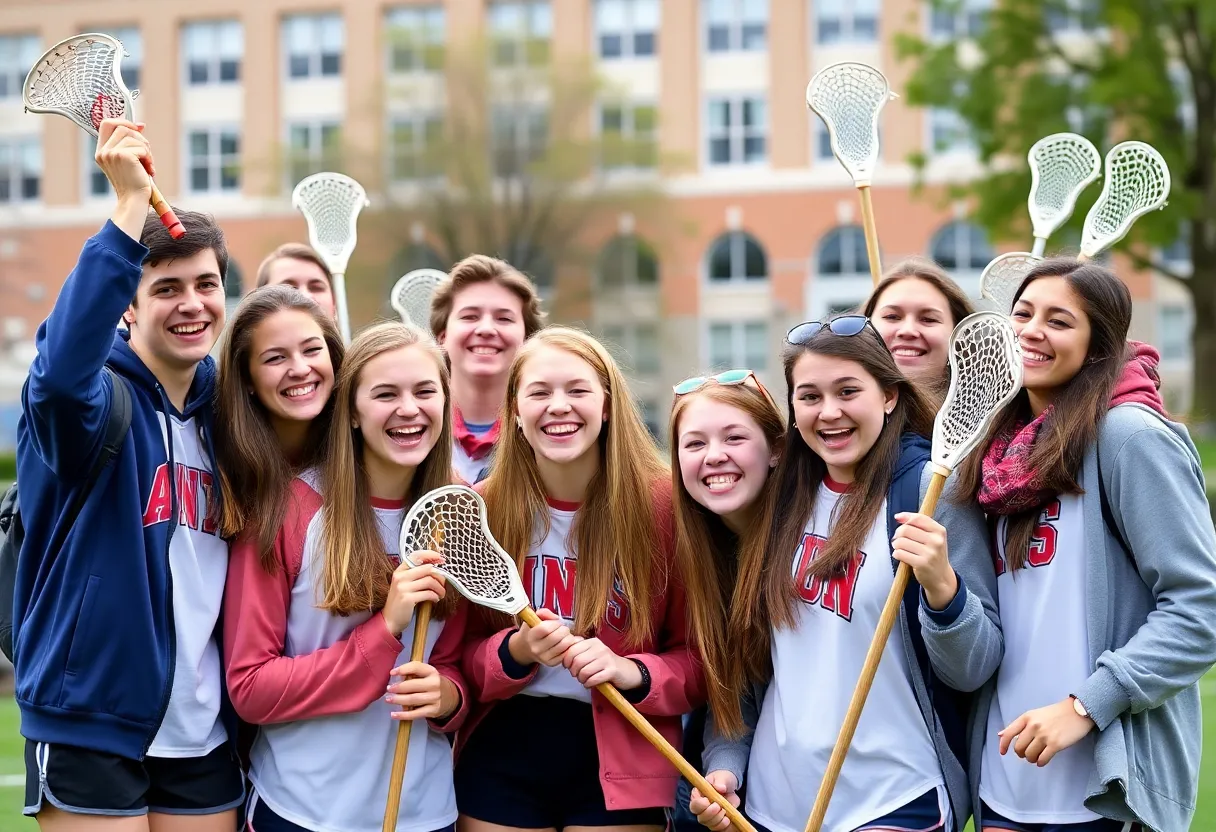 Newberry College women's lacrosse team celebrating academic success.
