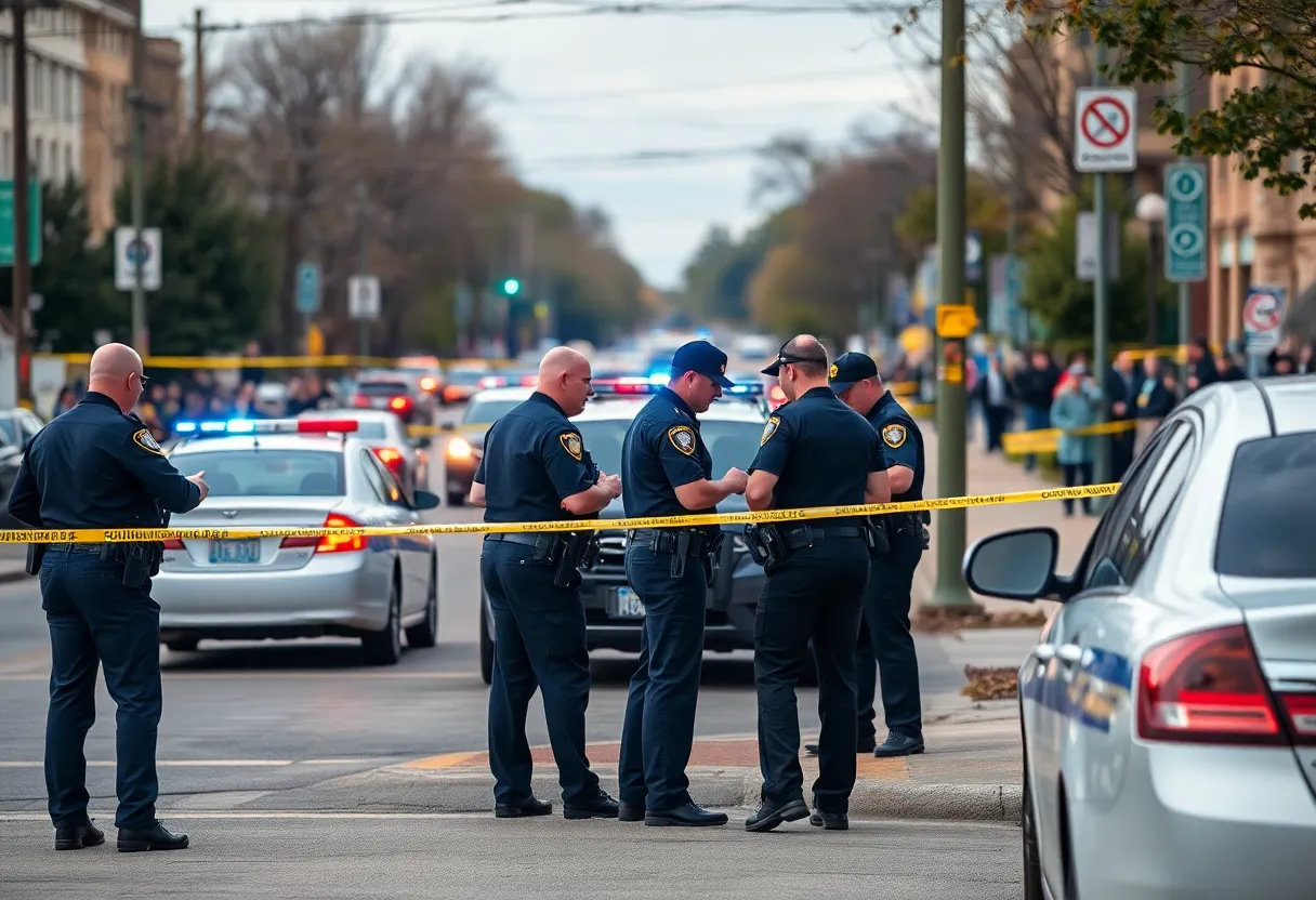 Law enforcement officers at a shooting scene