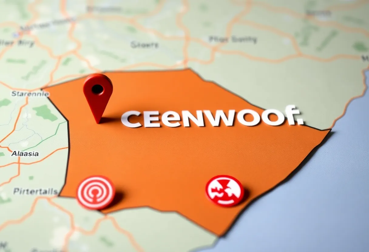 Map of Greenwood County showing earthquake activity