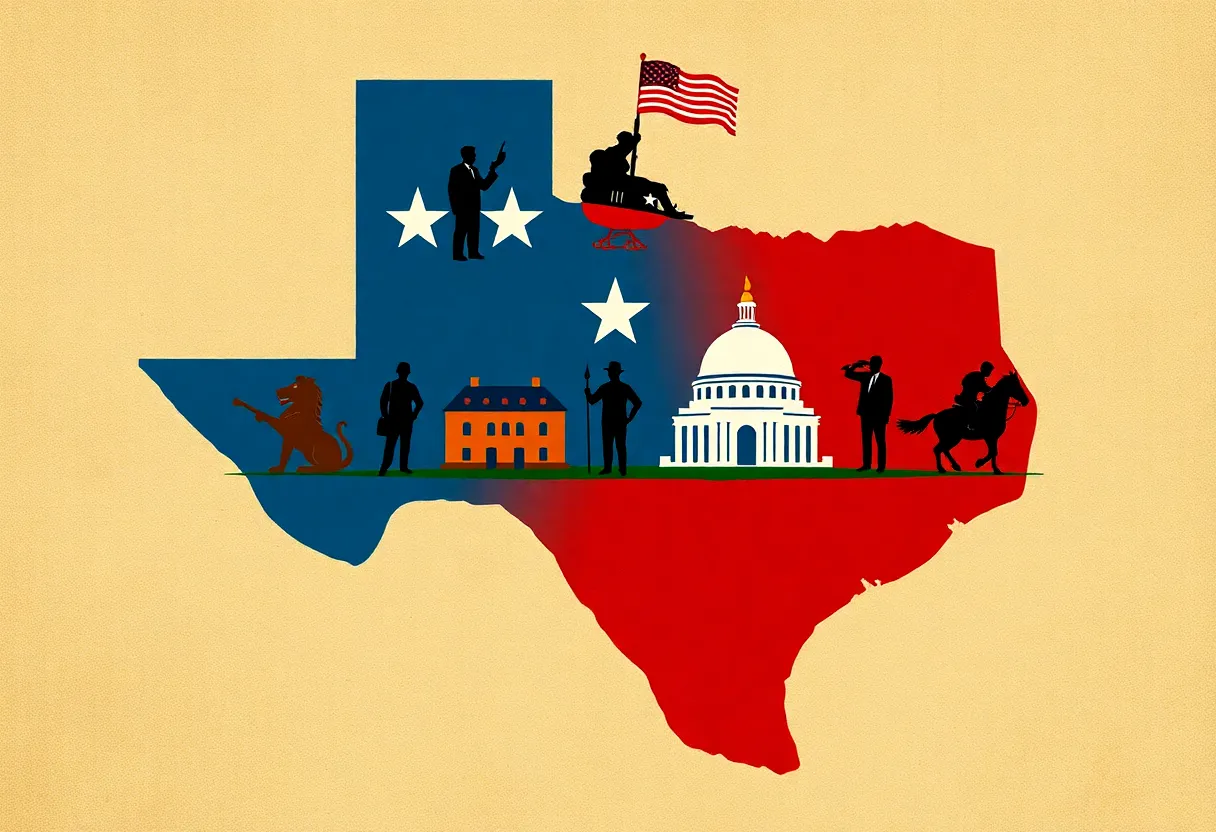 Artistic depiction of Texas redistricting political tensions