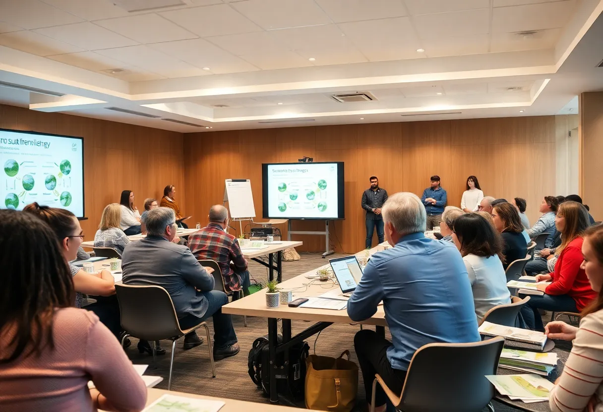 Community members participating in a sustainability workshop in Greenwood