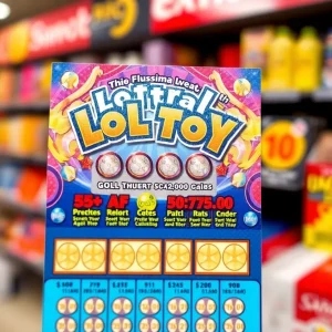 Vibrant lottery scratch-off tickets displayed on a table