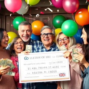 Family celebrating a big lottery win