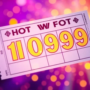 Colorful illustration of a Mega Millions lottery ticket