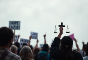 A symbolic representation of community support for domestic violence awareness.