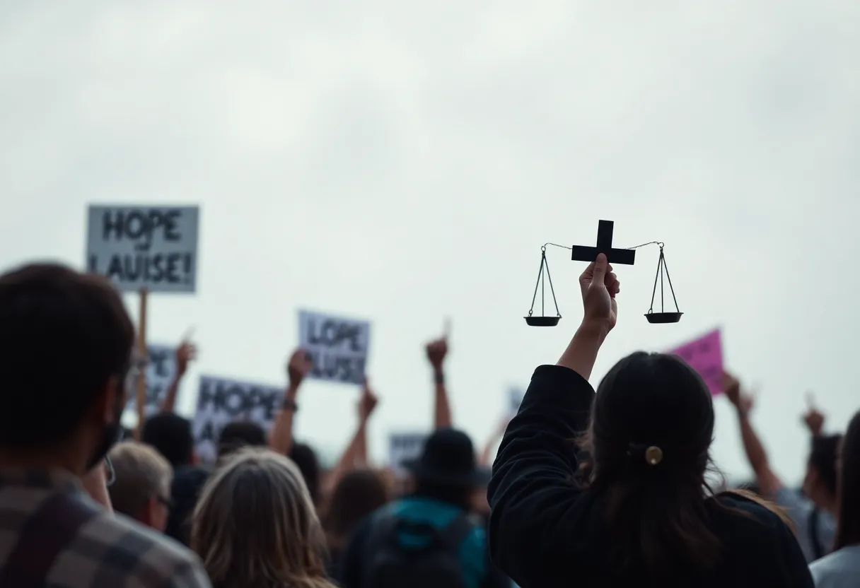 A symbolic representation of community support for domestic violence awareness.